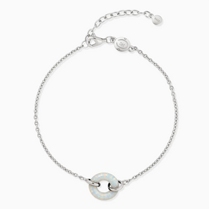 925 Sterling Silver Donut Opal Bracelet Entwined Beauty Front View