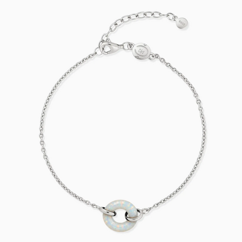 925 Sterling Silver Donut Opal Bracelet Entwined Beauty Front View