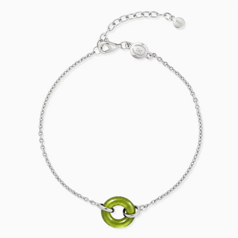 925 Sterling Silver Donut Peridot Bracelet Entwined Beauty Front View