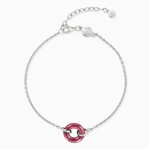 925 Sterling Silver Donut Pink Tourmaline Bracelet Entwined Beauty Front View