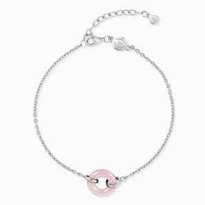 925 Sterling Silver Donut Rose Quartz Bracelet Entwined Beauty Front View