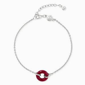 925 Sterling Silver Donut Ruby Bracelet Entwined Beauty Front View