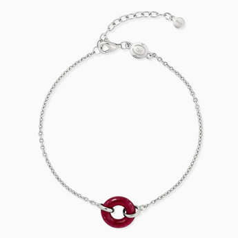 925 Sterling Silver Donut Ruby Bracelet Entwined Beauty Front View