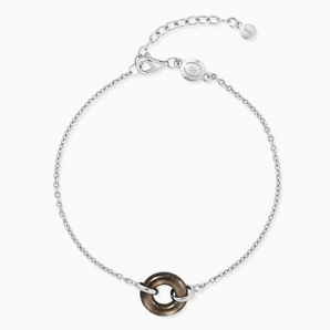 925 Sterling Silver Donut Smoky Quartz Bracelet Entwined Beauty Front View