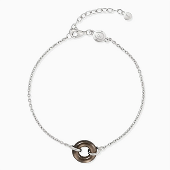 925 Sterling Silver Donut Smoky Quartz Bracelet Entwined Beauty Front View