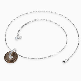 925 Sterling Silver Donut Smoky Quartz Pave Bar Necklace - Origin Loop Side View