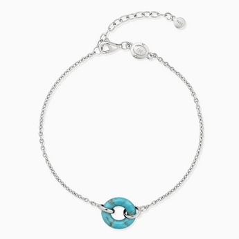 925 Sterling Silver Donut Turquoise Bracelet - Entwined Beauty Front View
