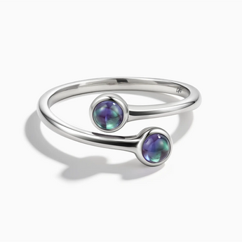 925 Sterling Silver Double Cabochon Alexandrite Ring - Twins Collection Front View