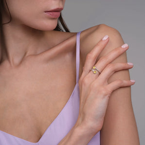 925 Sterling Silver Double Cabochon Citrine Ring - Twins Collection Model Shot