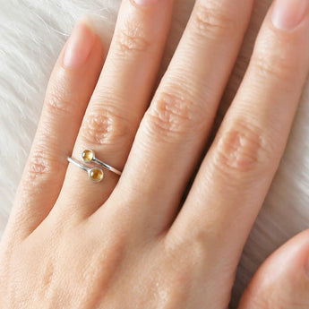 925 Sterling Silver Double Cabochon Citrine Ring - Twins Collection Worn View