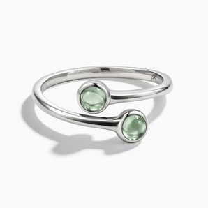 925 Sterling Silver Double Cabochon Green Amethyst Ring - Twins Collection Front View