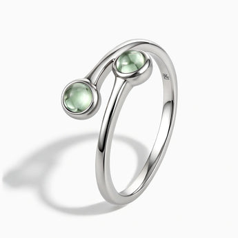 925 Sterling Silver Double Cabochon Green Amethyst Ring - Twins Collection Side View