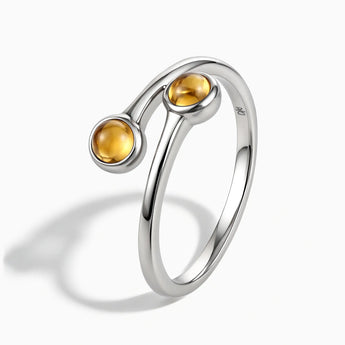 925 Sterling Silver Double Cabochon Citrine Ring - Twins Collection Side View