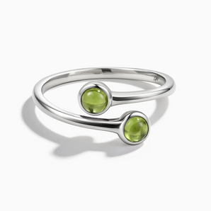 925 Sterling Silver Double Cabochon Peridot Ring - Twins Collection Front View