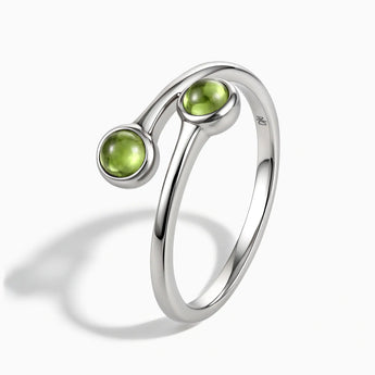 925 Sterling Silver Double Cabochon Peridot Ring - Twins Collection Side View