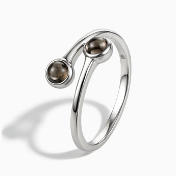 925 Sterling Silver Double Cabochon Smoky Quartz Ring - Twins Collection Side View