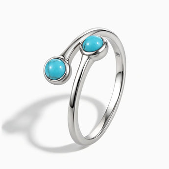 925 Sterling Silver Double Cabochon Turquoise Ring - Twins Collection Side View