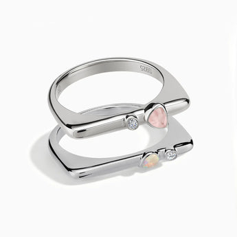 925 Sterling Silver Dreamy Blush Stacking Ring Set - Celeste Stories Front View