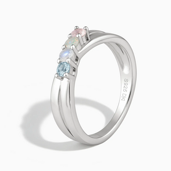 925 Sterling Silver Ethereal Mirage Four Round Stone Crossover Ring - Seasons Rhythm Side View