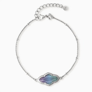 925 Sterling Silver Flower Alexandrite Bezel Bracelet - Retro Charm Front View