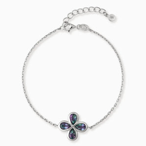 925 Sterling Silver Four-Leaf Clover Alexandrite Bracelet - Fortune Wish Front View