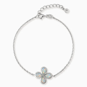 925 Sterling Silver Four-Leaf Clover Opal Bracelet - Fortune Wish Front View