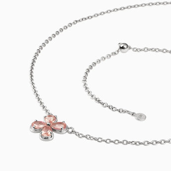 925 Sterling Silver Four-Leaf Morganite Necklace - Lucky Quartet Side View