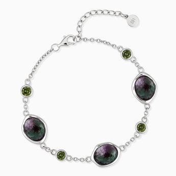 925 Sterling Silver Freeform Alexandrite Bracelet - Luminous Cadence Front View