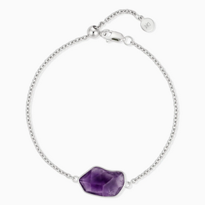 925 Sterling Silver Freeform Amethyst Bezel Bracelet - Wild Crest Front View