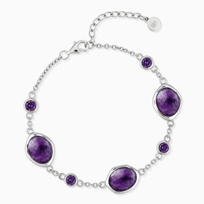 925 Sterling Silver Freeform Amethyst Bracelet - Luminous Cadences Front View