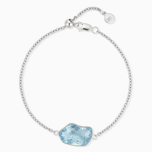 925 Sterling Silver Freeform Aquamarine Bezel Bracelet - Wild Crest Front View