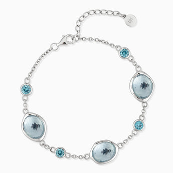 925 Sterling Silver Freeform Aquamarine Bracelet - Luminous Cadences Front View