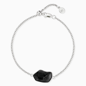 925 Sterling Silver Freeform Black Onyx Bezel Bracelet - Wild Crest Front View