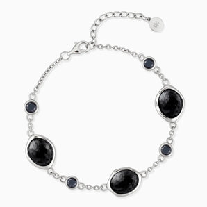 925 Sterling Silver Freeform Black Onyx Bracelet - Luminous Cadences Front View
