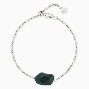 925 Sterling Silver Freeform Bloodstone Bezel Bracelet - Wild Crest Front View
