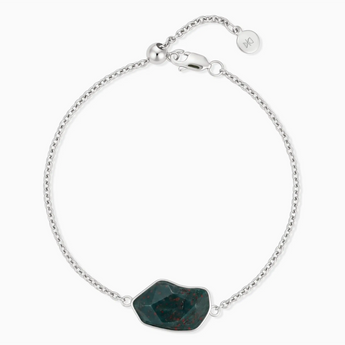 925 Sterling Silver Freeform Bloodstone Bezel Bracelet - Wild Crest Front View