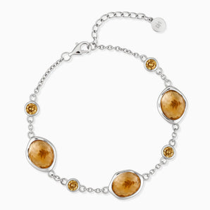 925 Sterling Silver Freeform Citrine Bracelet - Luminous Cadences Front View