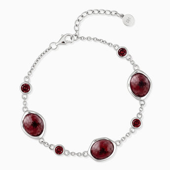 925 Sterling Silver Freeform Garnet Bracelet - Luminous Cadences Front View