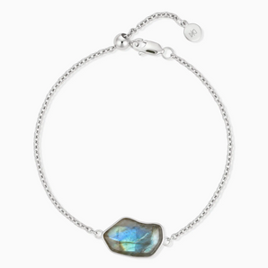 925 Sterling Silver Freeform Labradorite Bezel Bracelet - Wild Crest Front View