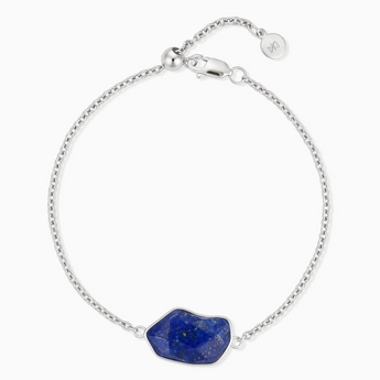 925 Sterling Silver Freeform Lapis Lazuli Bezel Bracelet - Wild Crest Front View