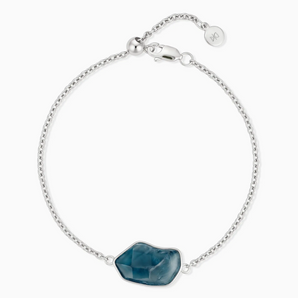 925 Sterling Silver Freeform London Blue Topaz Bezel Bracelet - Wild Crest Front View