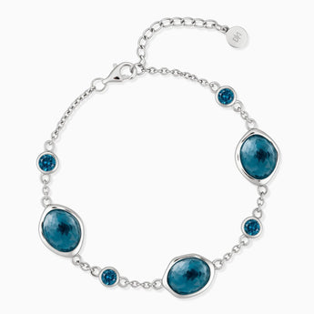 925 Sterling Silver Freeform London Blue Topaz Bracelet - Luminous Cadence Front View