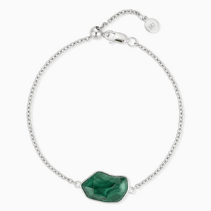 925 Sterling Silver Freeform Malachite Bezel Bracelet - Wild Crest Front View