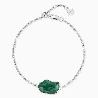 925 Sterling Silver Freeform Malachite Bezel Bracelet - Wild Crest Front View