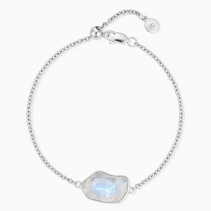 925 Sterling Silver Freeform Moonstone Bezel Bracelet - Wild Crest Front View