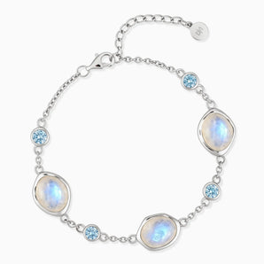 925 Sterling Silver Freeform Moonstone Bracelet - Luminous Cadence Front View