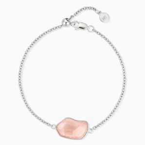925 Sterling Silver Freeform Morganite Bezel Bracelet - Wild Crest Front View