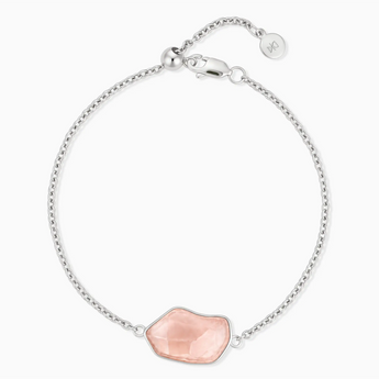 925 Sterling Silver Freeform Morganite Bezel Bracelet - Wild Crest Front View