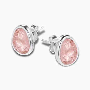 925 Sterling Silver Freeform Morganite Bezel Stud Earrings - Fluid Frame Side View