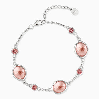925 Sterling Silver Freeform Morganite Bracelet - Luminous Cadences Front View